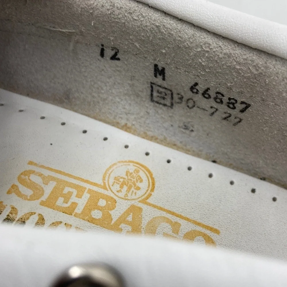 Sebago Boat Shoes Men 12 White Docksides Preppy Nautical Leather Deck Loafers